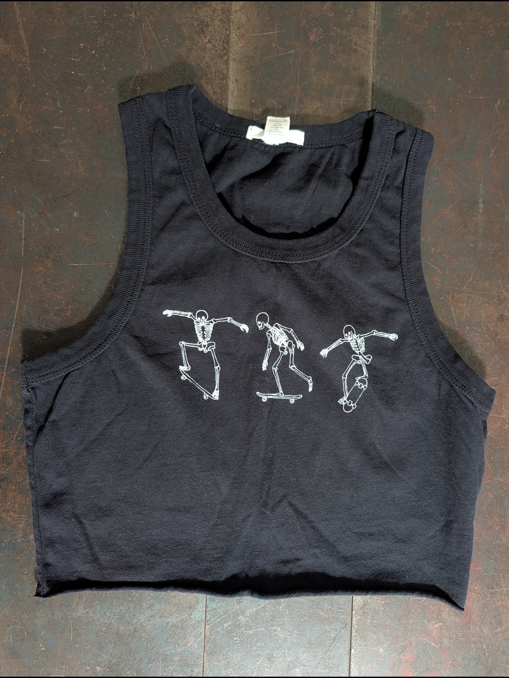 Full Tilt Black Tank Top with Skateboard Skeletons